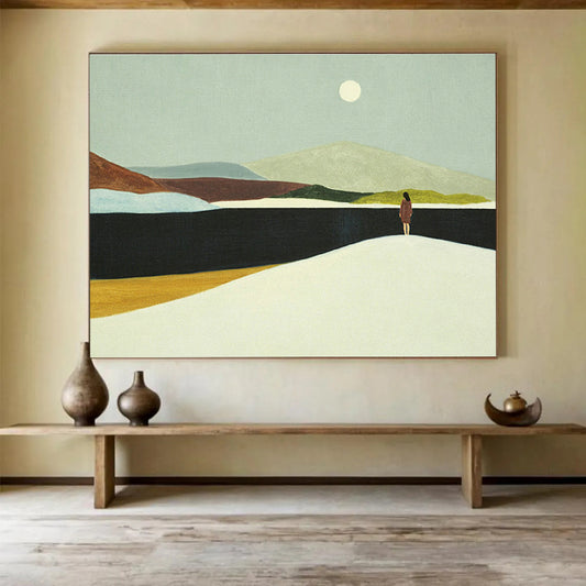 Moonlit Figure Landscape Art for Serene Bedroom Retreats DLZ3123