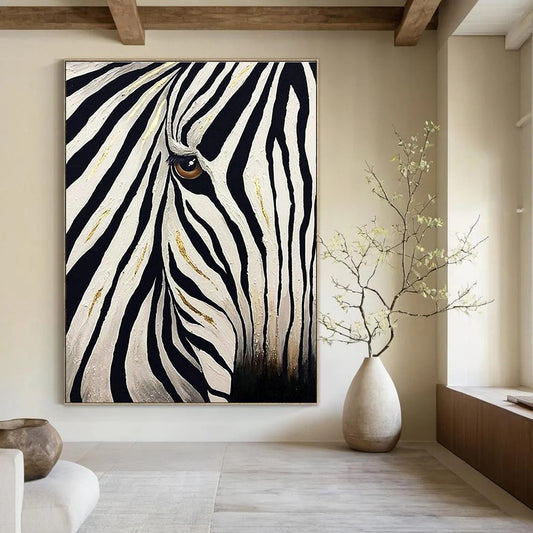 Zebra Eye with Gold Accents Art for Luxury Dressing Room & Art - Centric Living Room DLZ2146