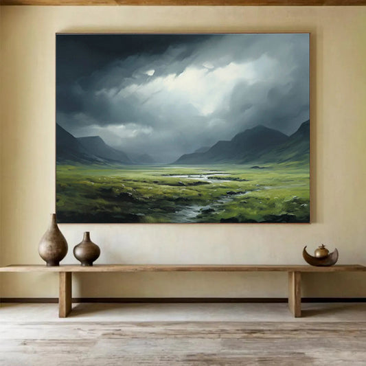 Mountain Landscape Oil Painting for Rustic Cabin Bedrooms DLZ2554