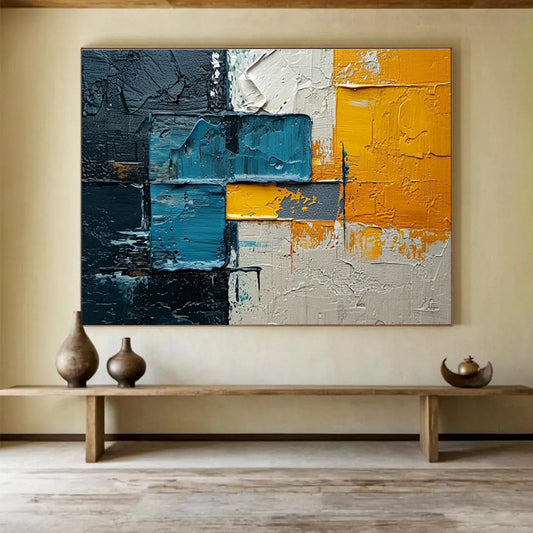Colorful Block Texture Abstract Art for Contemporary Art Gallery Showcases DLZ2660
