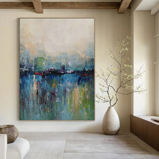 Colorful River - Scape Abstract Art for City Café & Art - Loving Home Dining Room DLZ2024
