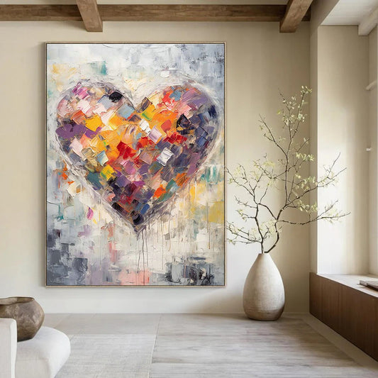 Colorful Heart Abstract Art for Romantic B&B Common Areas DLZ0129