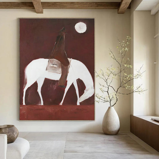 Equestrian Night Art for Western - Style Ranch House & Equestrian Club Library DLZ1432