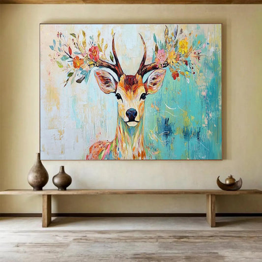 Flower - Crown Deer Art for Bohemian - Style Bedroom Retreats DLZ3187