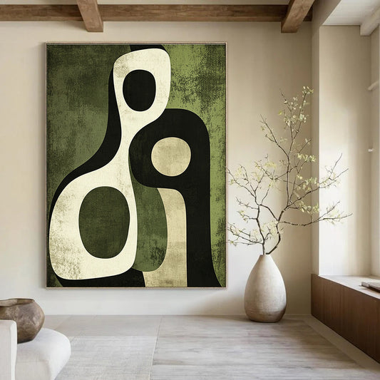 Green - Toned Abstract Figures for Eco - Friendly Home & Botanical Art Space STSC476