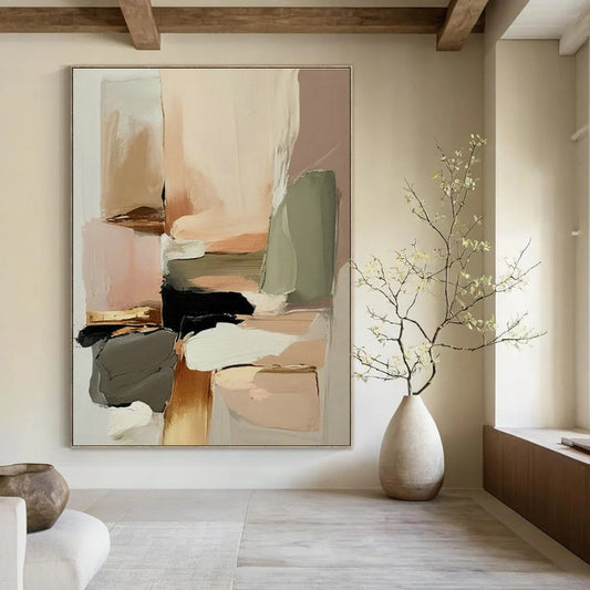 Morandi - Inspired Color Block Abstract Art for Scandinavian - Style Home Living Room & Minimalist Interior Design Studio DLZ1615