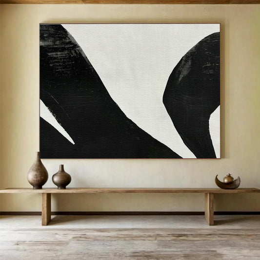 Black - White Brushstroke Abstract for Art Gallery Corridor DLZ2970