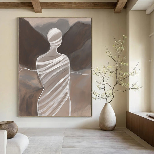 Abstract Figure in White Wraps for Minimalist Home Office & Art Gallery STSC1268