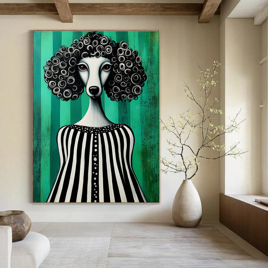 Poodle with Curly Hair for Vintage - style Pet Shop & Art - loving Bedroom STSC1001
