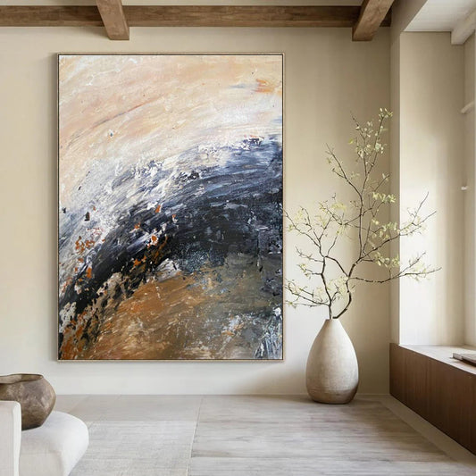 Brown - Black Abstract Art for Industrial - Style Loft Apartment Living Room Walls DLZ0008