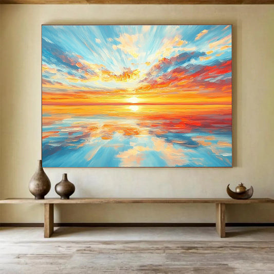 Breathtaking Sunset Over Sea Art for Coastal Living Room & Beachfront Hotel SC403
