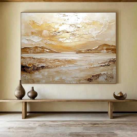 Golden Textured Landscape Art for Sophisticated Living Room & Art Gallery SC482