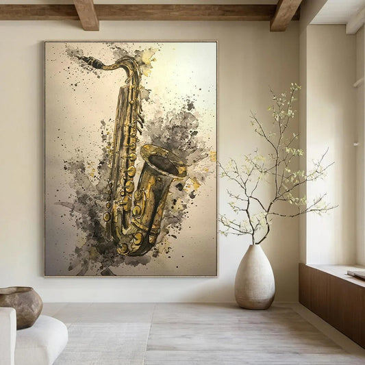 Watercolor Saxophone Art for Jazz Club & Music Studio DLZ2340