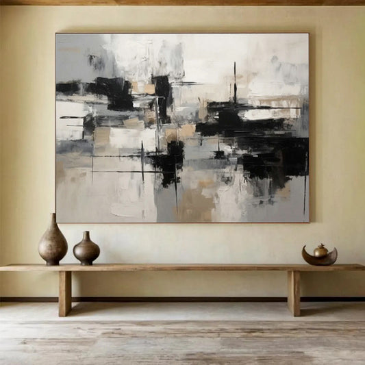 Grey - Brown Geometric Abstract Art for Contemporary Hallway DLZ2719
