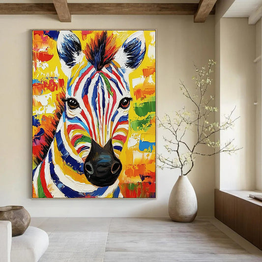 Vibrant Zebra Portrait for Exotic Animal - Themed Lounge & Bold Art Gallery STSC975