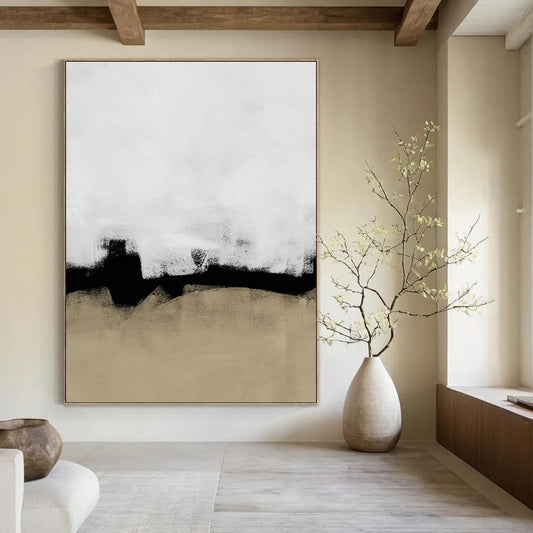 Minimalist Black - White - Brown Art for Industrial Office & Monochrome Bedroom DLZ0972