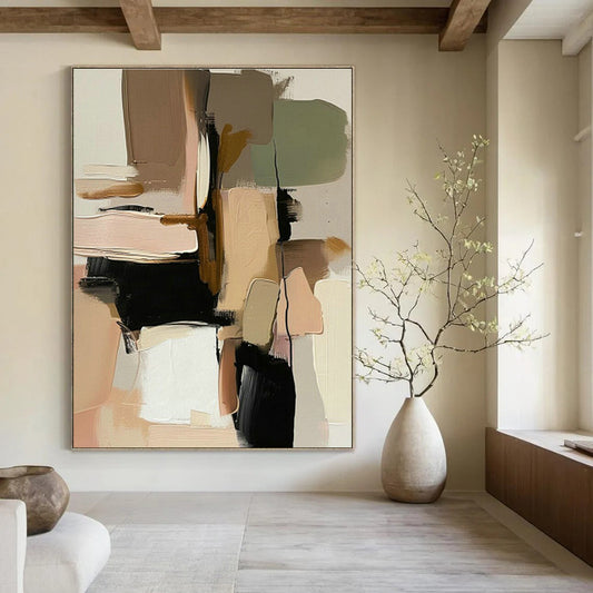 Blush - Beige - Brown Abstract Art for Bridal Suite & Boutique Café DLZ1247