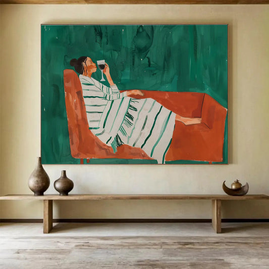 Sofa Wine - Tasting Figure Art for Sophisticated Home Bar Areas DLZ2617