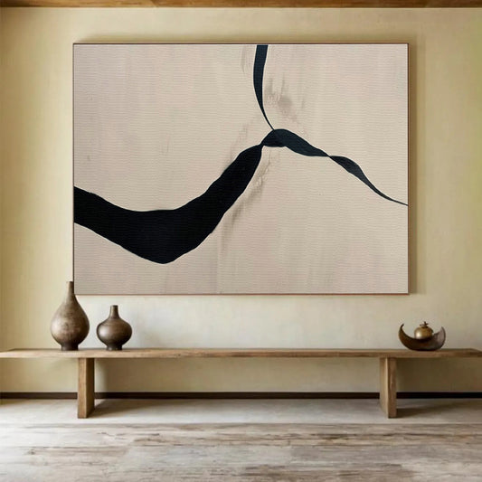 Black Ribbon - like Abstract Art for Contemporary Hallway Displays DLZ2529