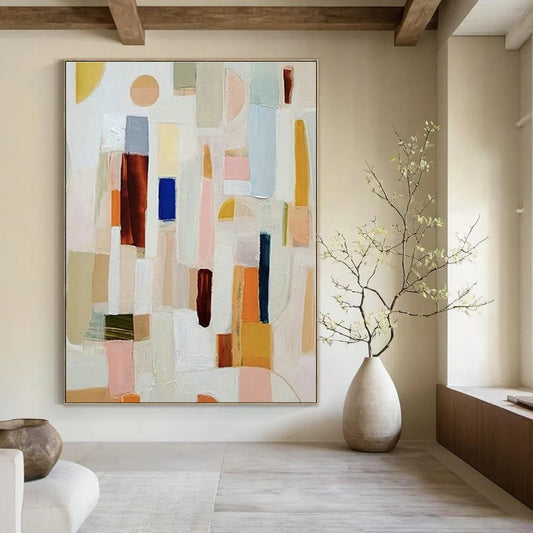 Soft Geometric Abstract Art for Boutique Hotel Room & Home Nursery DLZ1076