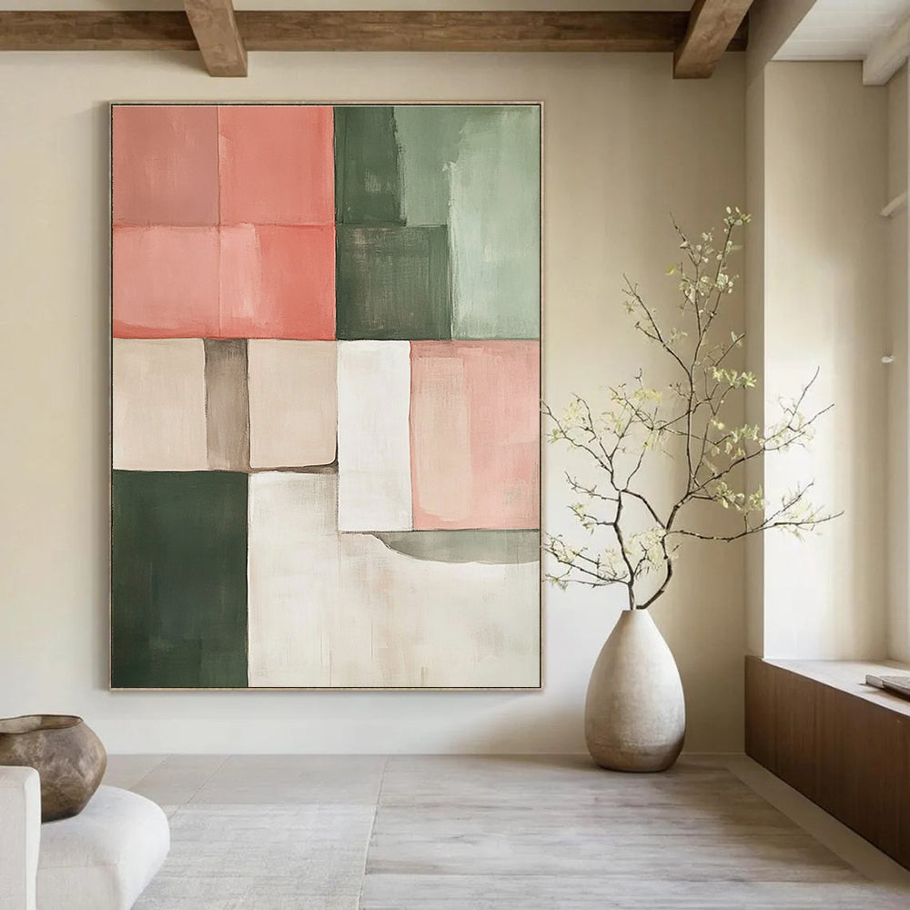 Pink and Green Geometric for Trendy Caf茅 & Modern Home Decor STSC243