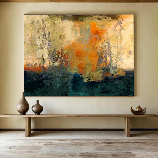 Orange - Yellow Hazy Abstract Art for Warm Living Area DLZ2762