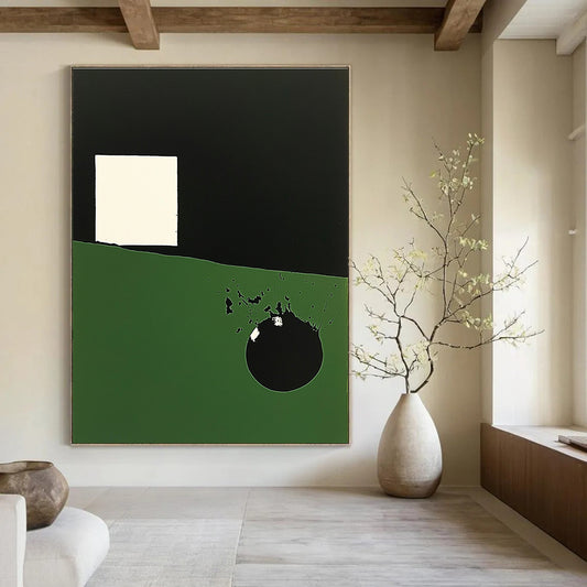 Green - Black Geometric Art for Modern Office Lobby & Contemporary Art Gallery STSC130