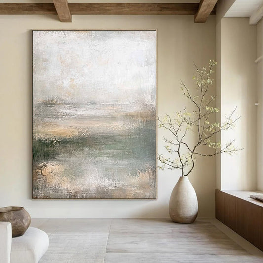Light - Toned Abstract Landscape for Coastal Home Living Room & Art - Loving Sunroom STSC219