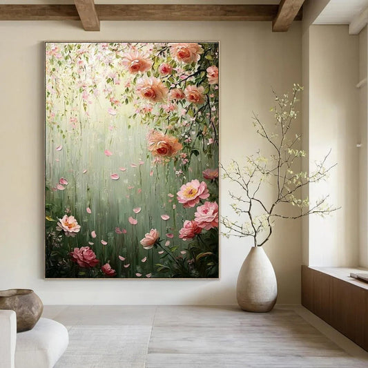 Romantic Floral Waterfall Art for Wedding Venue Lounge & Feminine Boudoir DLZ2253