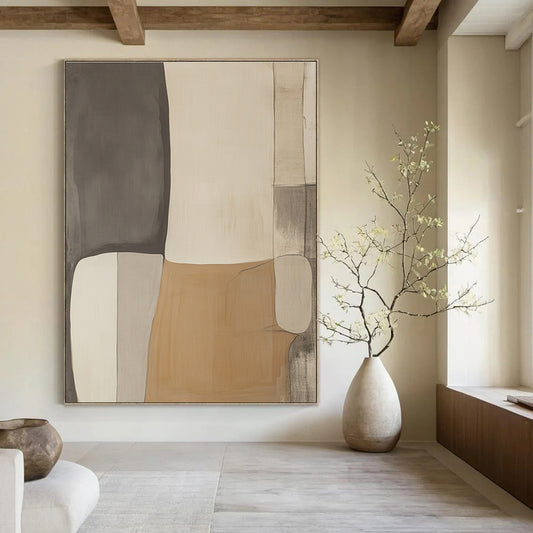 Neutral Block Abstract for Minimalist Dining Room & Calming Meditation Space STSC478