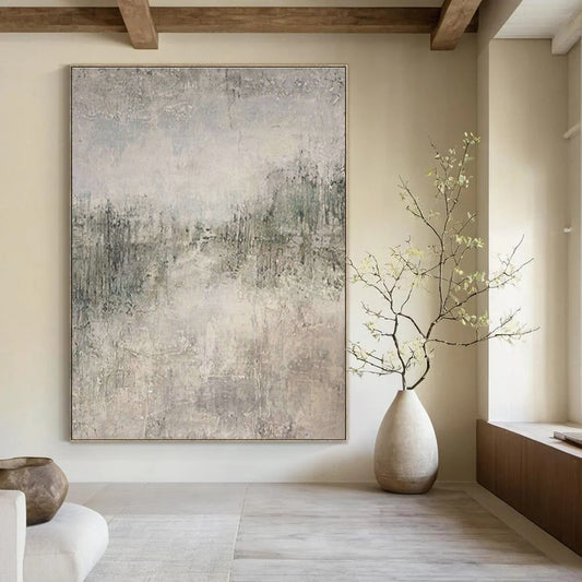 Gray - White Textured Abstract Art for Contemporary Art Lounge & Minimalist Bedroom DLZ1856