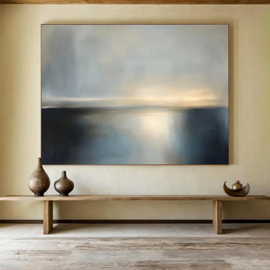 Gray Sea Horizon Art for Nautical Museum & Calm Meditation Space SC079