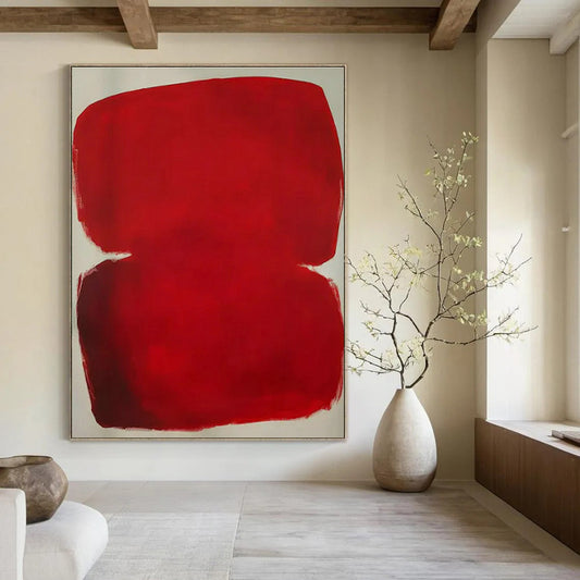Red Color Block Art for Modern Art Gallery & Bold Home Entrance DLZ1766