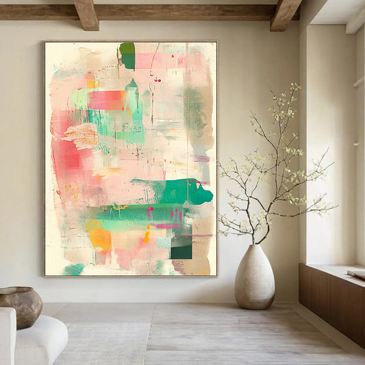 Colorful Abstract Collage Art for Bohemian - Style Living Room & Creative Studio STSC1360