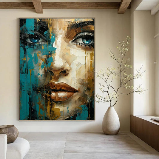Colorful Abstract Face Art for Bohemian - Style Hair Salon & Creative Studio Loft DLZ1546