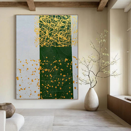 Yellow - Green Splatter Abstract Art for Bohemian Café & Artistic Playroom DLZ0776