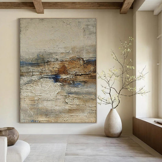 Gray - White - Brown - Blue Textured Art for Eclectic Home Decor & Modern Art Lounge DLZ1866