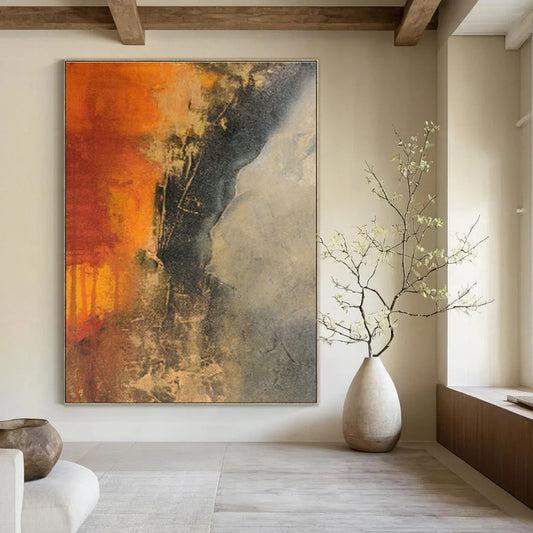 Orange - Black Abstract Art for Industrial - Style Loft Studio Spaces DLZ0025