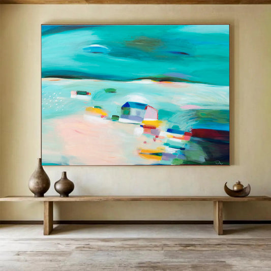 Blue - Green Landscape Abstract Art for Coastal - Inspired Patios DLZ2442