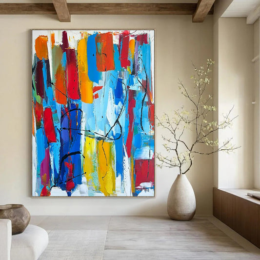 Colorful Abstract Strips Art for Art School Hall & Vibrant City Café DLZ1491