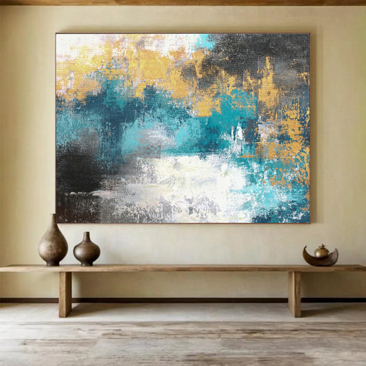 Blue - Gold Abstract Art: Elevate Dining Moments in Your Dining Room DLZ2388