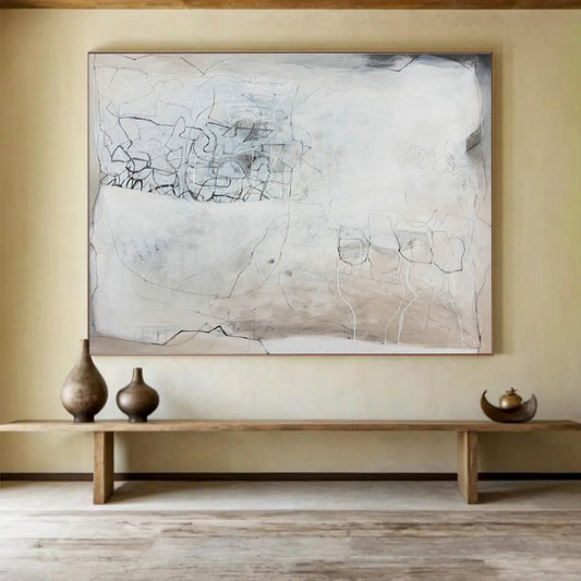 Gray - White Minimalist Abstract for Modern Hallways DLZ2465