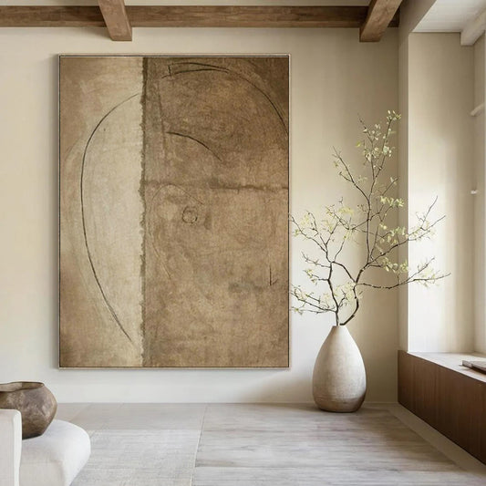 Light Brown Line Art for Minimalist Study & Vintage Bookstore Café DLZ1582