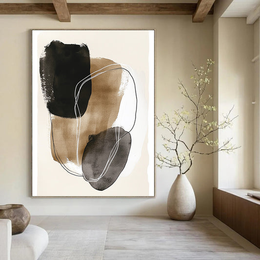 Abstract Ink Shapes Bohemian - Style Art for Eclectic Home Living Room & Creative Home Office STSC1459