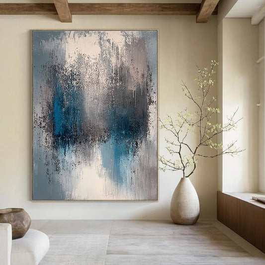 Blue and Gray Abstract for Minimalist Bedroom & Serene Meditation Room STSC577