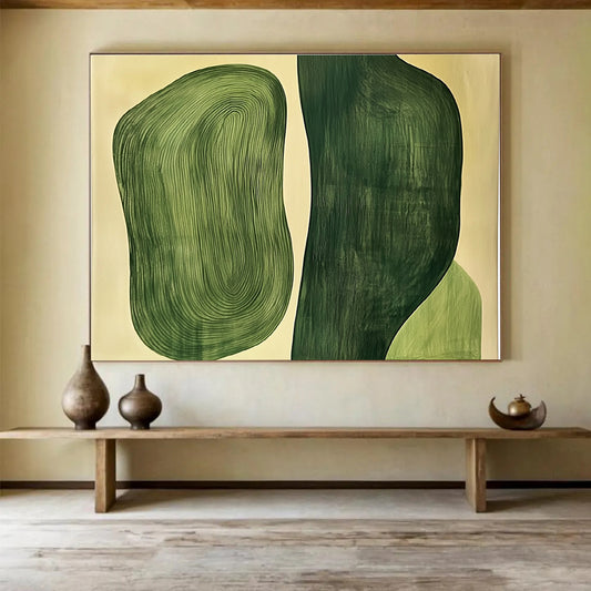 Green Organic Shapes Art for Eco - Friendly Café & Nature - Themed Bedroom SC204