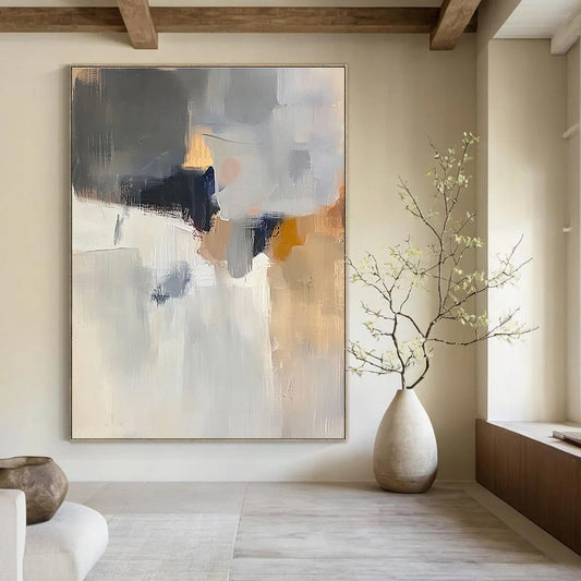 Subtle Gray - White Abstract Art for Study & Guest Room STSC686