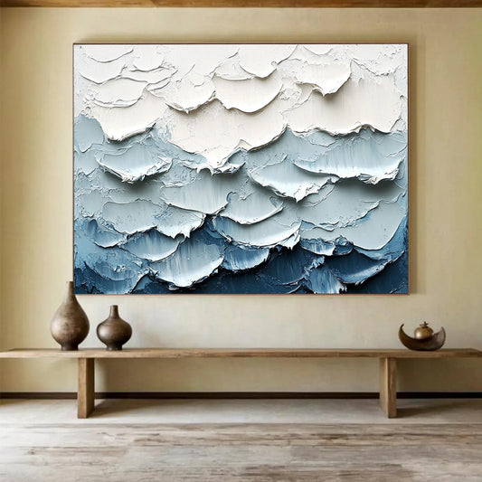 Textured Blue Waves Art for Nautical Home & Luxury Spa SC205