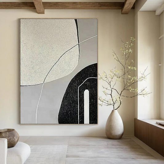 Gray - White Geometric Abstract Art for Scandinavian Home & Contemporary Office DLZ1146