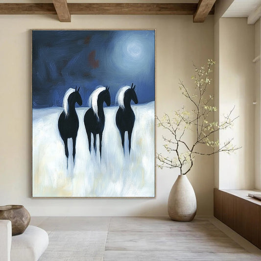Night Horses Art for Bohemian - Style Lounge & Dreamy Home Reading Nook STSC1443